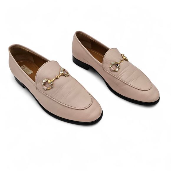 Gucci Jordaan Horsebit Slip On Loafer Pink Leather Crystal Size 38.5 US 8.5 - Picture 2 of 13